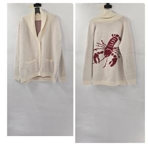 Cream Lobster Design Cardigan